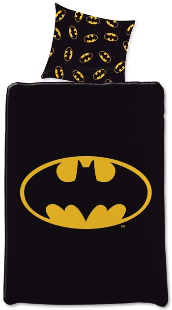 Billede af Batman sengetøj - 140x200 cm - Stort Batman logo - Vendbar dynebetræk - 100% bomulds sengesæt